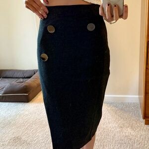Altuzarra Charcoal Pencil Skirt with Metal Button Details